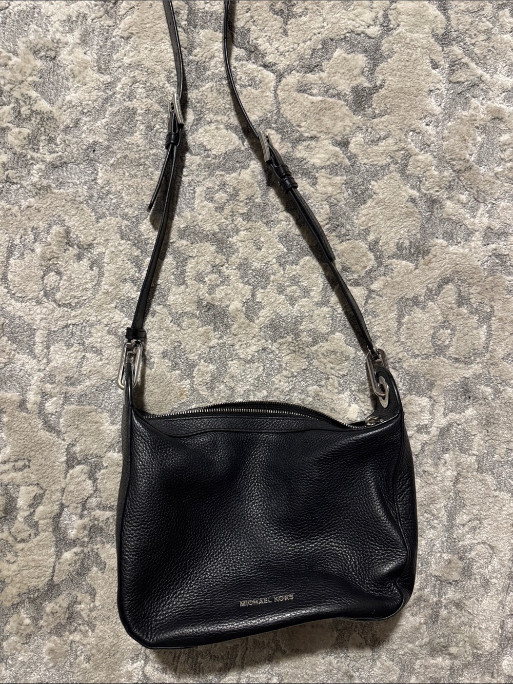 Michael Kors Black Pebbled Leather Adjustable Crossbody Bag